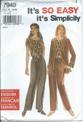 7948  Simplicity  ZIPPY SS JUMPSUIT, OPEN CUFF JACKET PATTERN 14-24